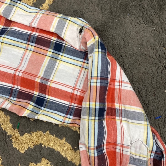 Skully Teal Black White Red Plaid Western Snap Button Down Shirt M - Picture 5 of 6